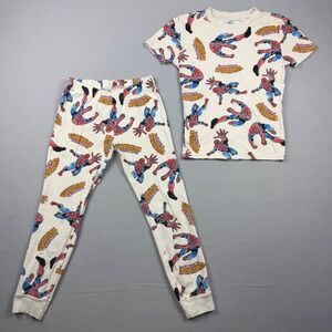 Marvel XL 12 Cream Spiderman Graphic Print Snug Fit Pajama Set Gender-Neutral PJ